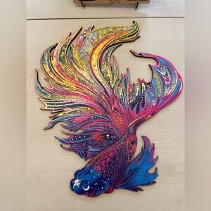Claord Wooden Jigsaw Puzzle with Vivid Colors of a  Siamese Fighting Fish